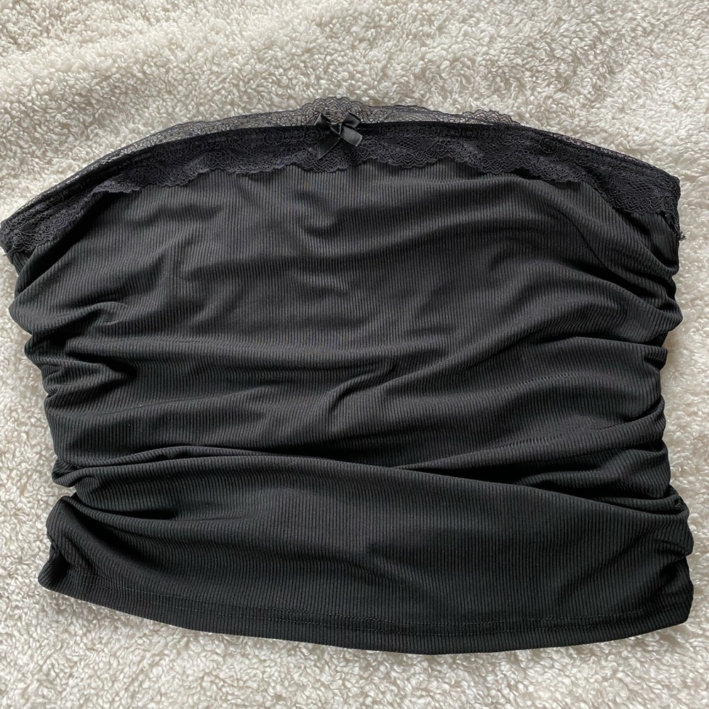 black lace lined tube top